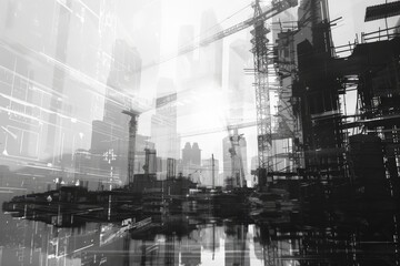 Naklejka premium Abstract Construction: Cityscape Under Development