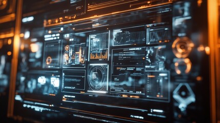 Obraz premium Concept of assembling a web page from modules that fly around the display. The web design studio concept page is on the display