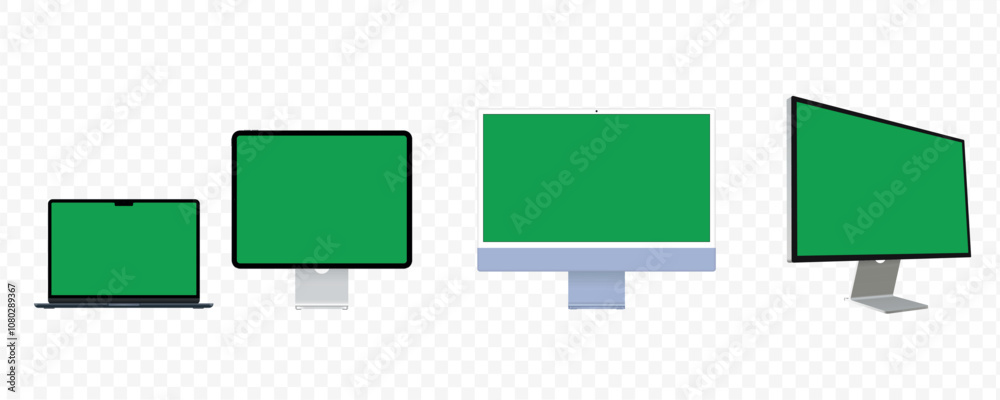 Poster realistic vector mockup digital tablet, mobile phone, smart phone, laptop and computer monitor. real