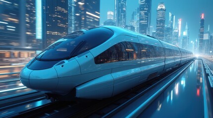 High-Speed Maglev Train with Streamlined Body Floating Above Magnetic Rail