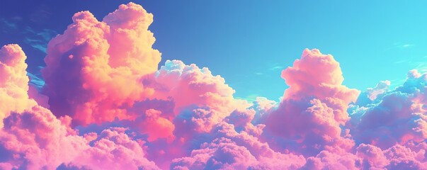 Bright, colorful clouds in fluo patterns.