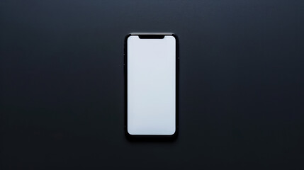 sleek black smartphone with blank screen on dark surface, ideal for showcasing apps or designs