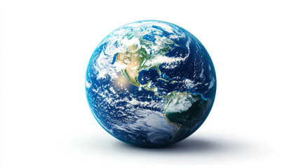 Fototapeta premium An illustration of planet Earth showcasing its vibrant continents and oceans against a clean white background