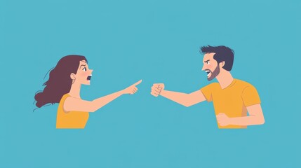 Argument scene illustration in bold colors	