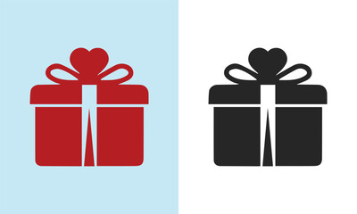 Gifts Icons,Gift boxes with ribbon icons Set. Gift box flat line silhouette on black and white background,Gift Box Related Icon,Red gift box icon. Colorful birthday present with ribbon vector illus


