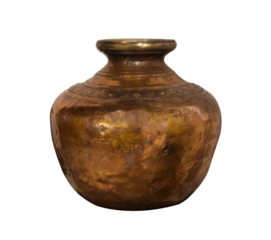 antique brass copper dense pot isolated on a transparent background