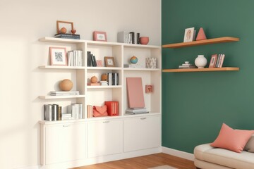 Fototapeta premium Corner Bookshelf with Decor