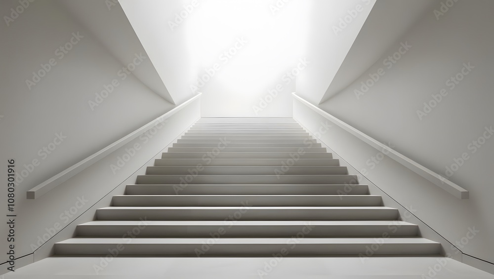 Poster ascending stairs minimalist architecture indoor space bright environment abstract perspective concep