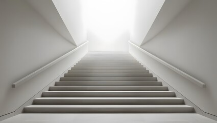 Fototapeta premium Ascending stairs minimalist architecture indoor space bright environment abstract perspective concept of journey