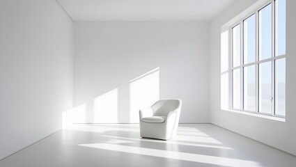 Minimalist design modern room interior photography bright environment wide angle serenity concept