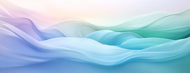 Fototapeta premium Soft abstract waves in pastel blue and green.