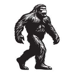 Bigfoot Silhouette Vector Illustration Isolated On White Background