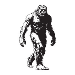 Bigfoot Silhouette Vector Illustration Isolated On White Background