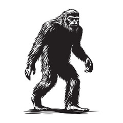 Bigfoot Silhouette Vector Illustration Isolated On White Background