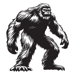 Bigfoot Silhouette Vector Illustration Isolated On White Background