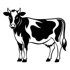 black and white cow vector art, cow silhouette vector illustration, cow svg