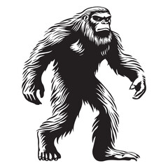 Bigfoot Silhouette Vector Illustration Isolated On White Background