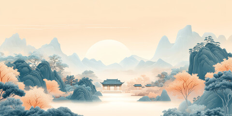 Retro traditional Chinese painting style art background