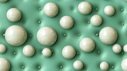Glossy spheres on a turquoise surface with subtle shadows