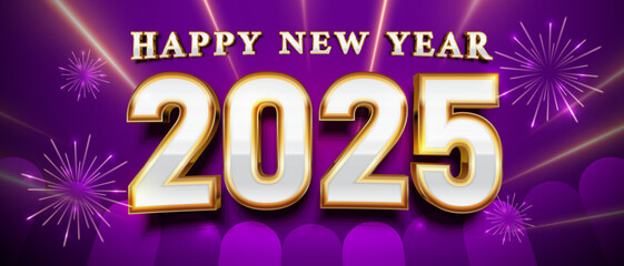 Happy new year 2025 celebration with fireworks