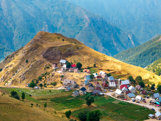 Aerial View of  Lukomir: Traditional Highland Village in Bosnia and Herzegovina