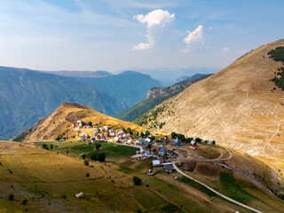 Aerial View of  Lukomir: Traditional Highland Village in Bosnia and Herzegovina