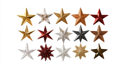Obraz premium Collection set of different christmas tree stars isolated on white backgraund