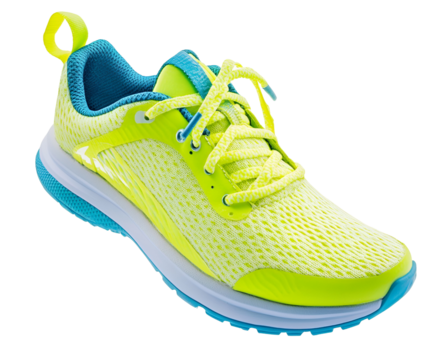 Running shoes footwear neon with laces isolated on a white background. - Powered by Adobe