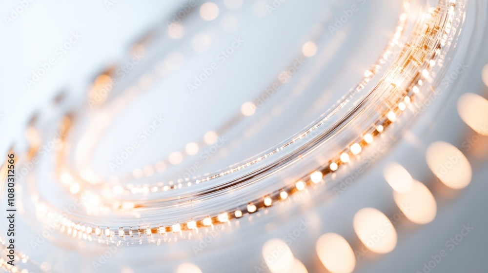 Poster showcasing a series of luminous quantum bits arranged in a circular pattern,