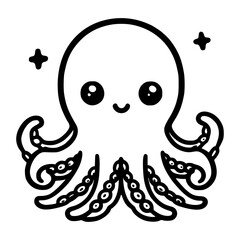 cute octopus cartoon animal doodle hand drawn vector illustration template design