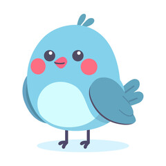 cute happy bird animal cartoon character flat color vector illustration template design