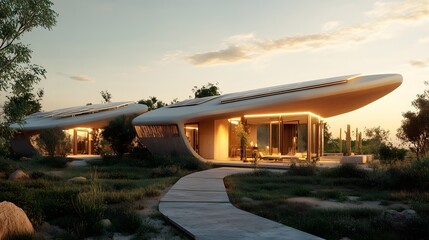 Fototapeta premium Solar-powered smart homes with integrated renewable energy solutions.