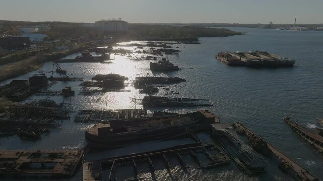 flying over Staten Island Boat Graveyard