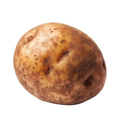 Whole potato vegetable with brown skin, isolated on transparent background.
