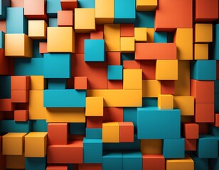 Bold abstract wall of geometric cubes
