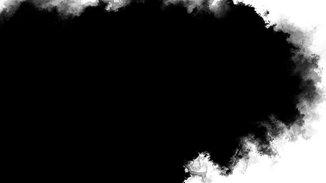 Ink transition splatter in water black watercolor ink drops background, ink effect, transparent, chamber, isolated, circle flow expand, ink splatter, brush stroke, fluid art, overlay, alpha 4K