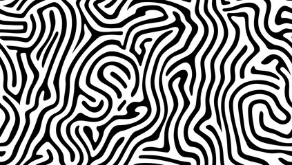 Obraz premium Black and white abstract pattern with wavy lines and swirls as seamless background