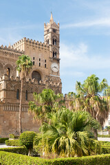 Exterior of the Palermo cathedral, Italy. The church was erected in 1185 by Walter Ophamil, the Anglo-Norman archbishop of Palermo.