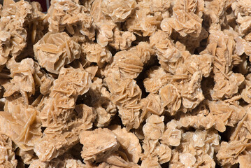 Close up view of natural desert roses of the Sahara desert