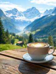 Coffee cup in coffee shop,art of coffee,Mountain View background