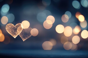 Romantic Bright Heart-Shaped Bokeh. ai generated