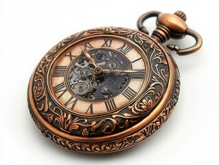 Discover the beauty of an isolated antique pocket watch featuring intricate engravings and timeless craftsmanship