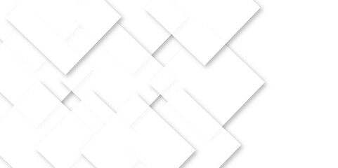 Modern white and gray technology concept diamond triangle geometric line background. Creative design with white boxes and 3d white rectangle business card. soft shadows as pattern, top view. squares.