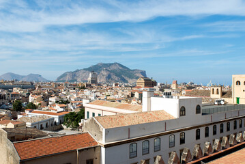 Palermo aerial view from the roof of Palermo cathedral, Italy