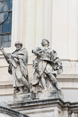 Statues on the Santissimo Nome di Maria church at Foro Traiano, Rome, Italy