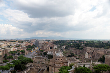 Rome aerial view seen from the top of the Altare della Patria, Italy