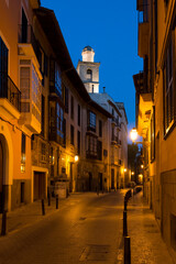 Narrow street in Palma de Mallorca, Spain. The Old City  is a fascinating maze of streets clearly hinting towards an Arab past. © Catalin