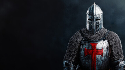 Naklejka premium crusader soldier on black background, ai generated