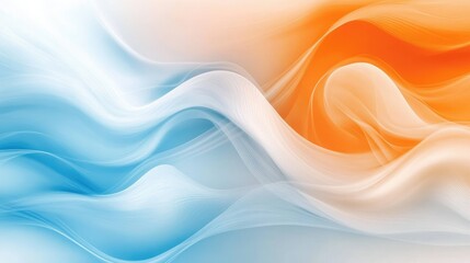 Fototapeta premium Abstract Fluid Waves of Orange and Blue Flowing Together in a Sublime Composition, Creating a Serene and Dynamic Visual Harmony for Creative Projects