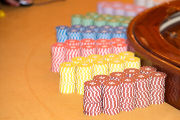 Casino chips of multiple values